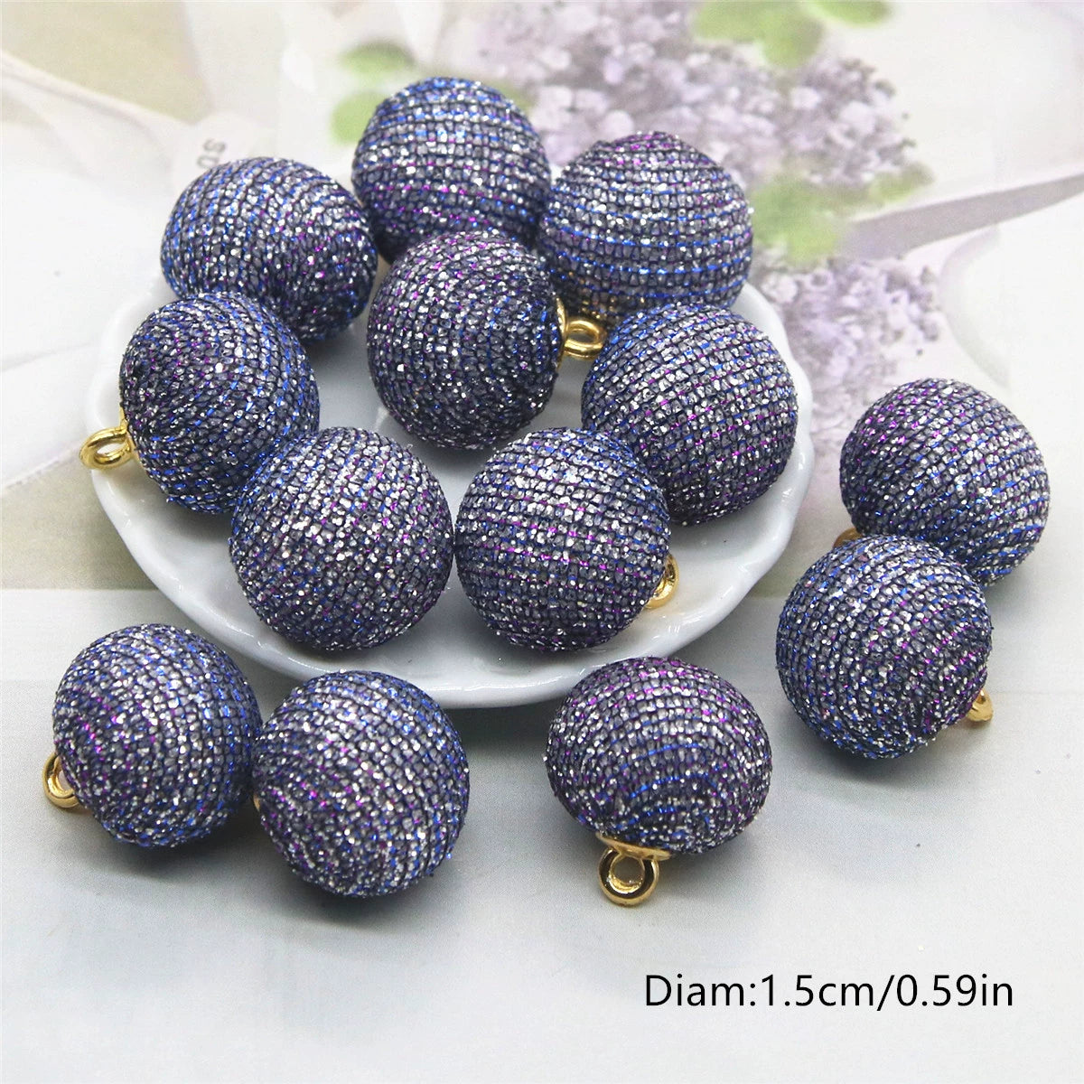 12.22NEW【T110】キラキラボール（カン付き、15ｍｍ、ミックスと単品あり）