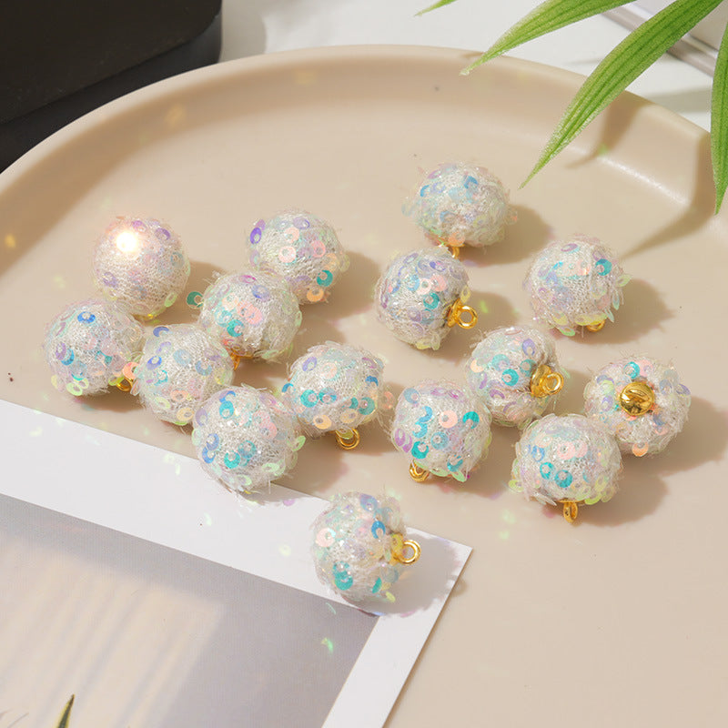 7.10NEW【T054】キラキラポンポンビーズ（カン付き、15cm）