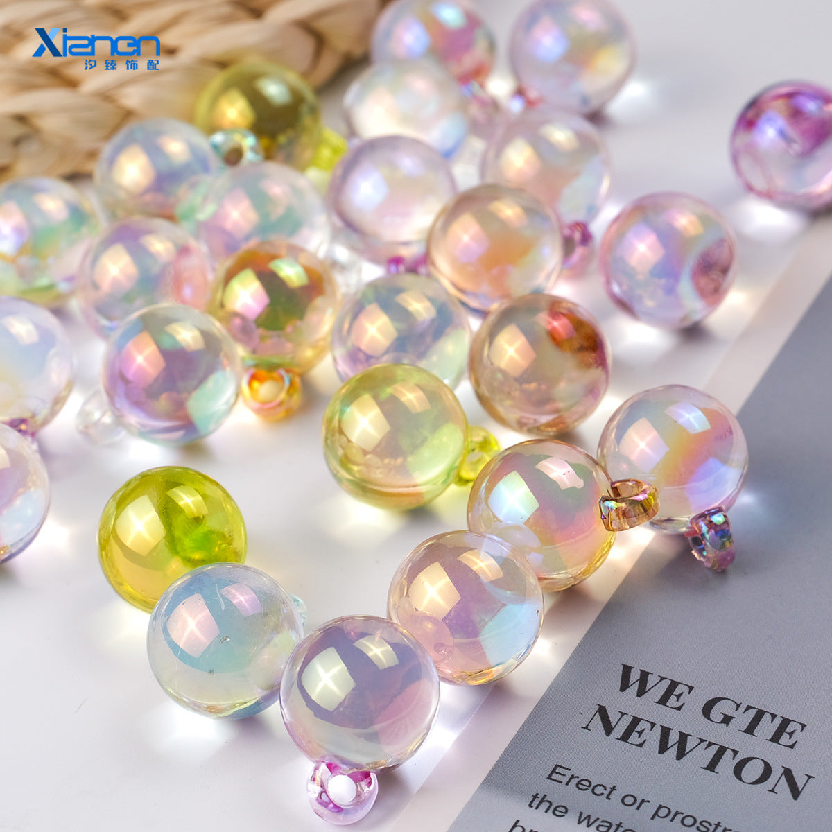 12.15NEW♥段階式割引♥【T103】ちゅるちゅるビーズ（カン付きビーズ、9色単品とMIX、16ｍｍ）