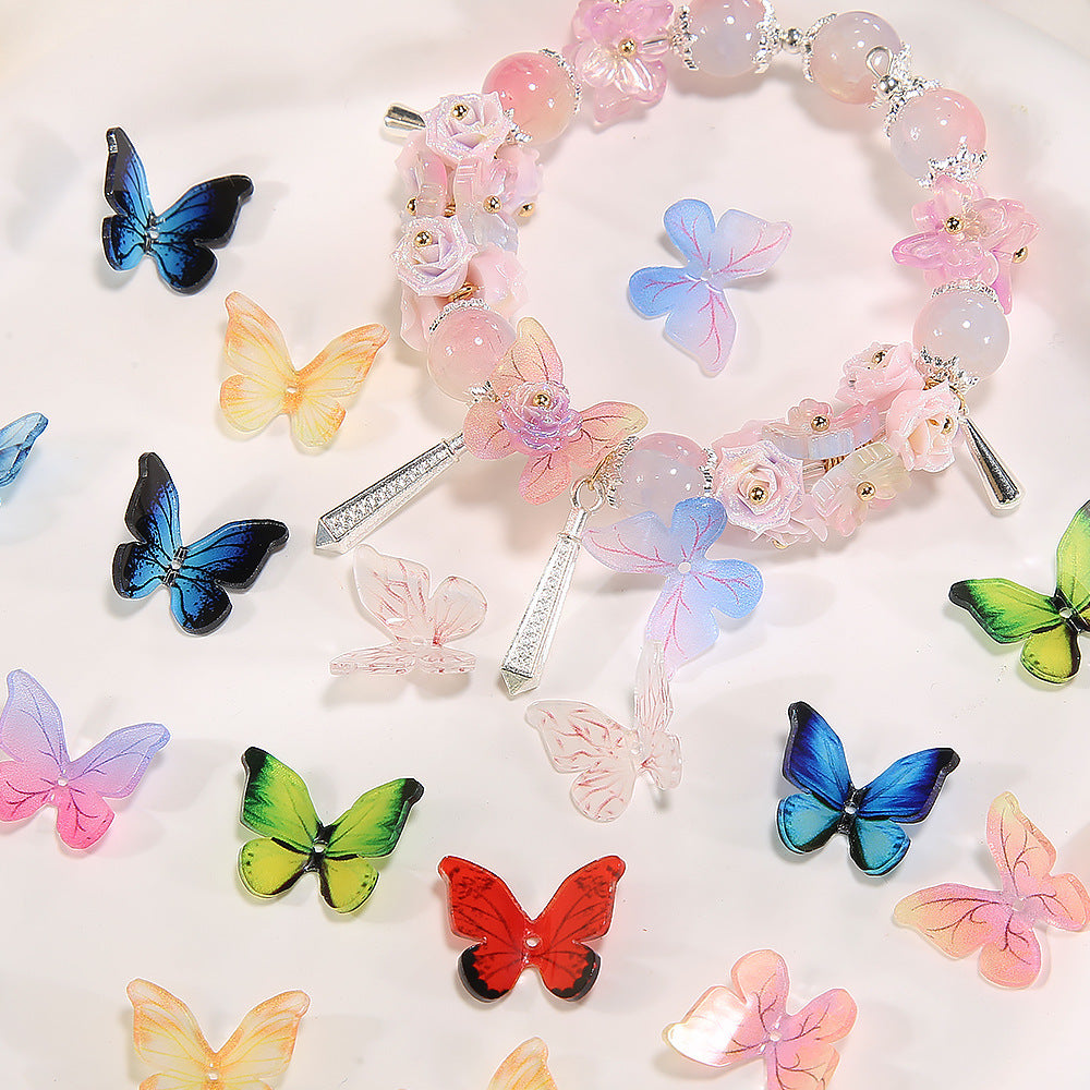 6.5NEW♥段階式割引有り♥【T181】精霊蝶（樹脂リアル蝶々、15*18ｍｍ）