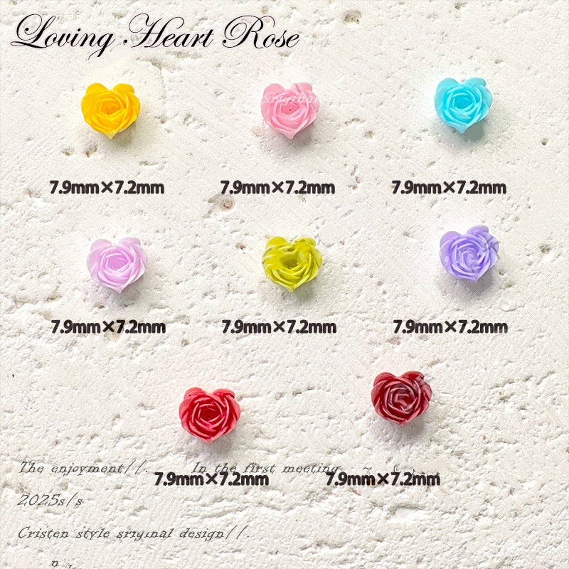4.7NEW【L079】小さな恋心（夜光ソフトハートバラ新色9色、約7.9×7.2mm）