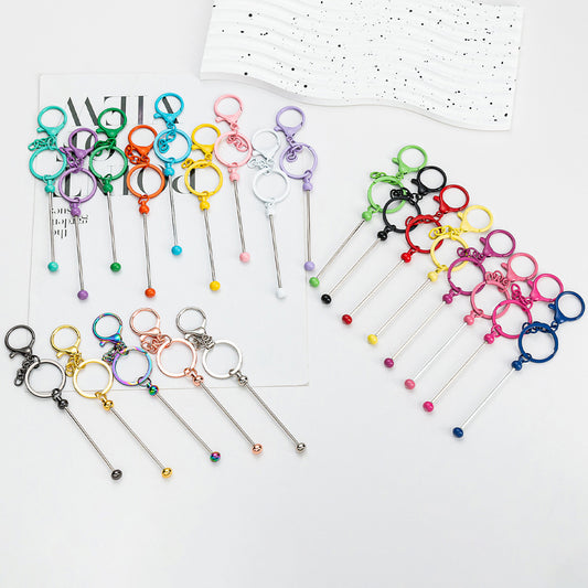 3.6NEW♥段階式割引♥【P099】DIYビーズキーホルダー（約14.8×3cm、2つカラビナ付き）