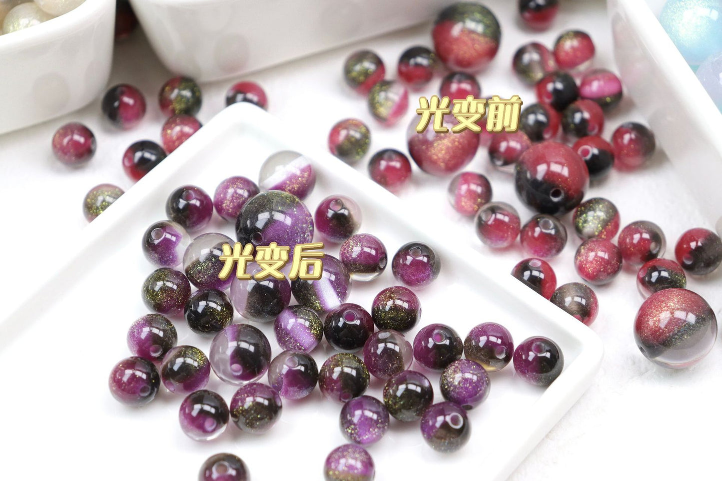 5.21再入荷♥段階式割引有り♥【T160】2重2色星空レジンビーズ（夜光・UVカラーチェンジ、16ｍｍ）