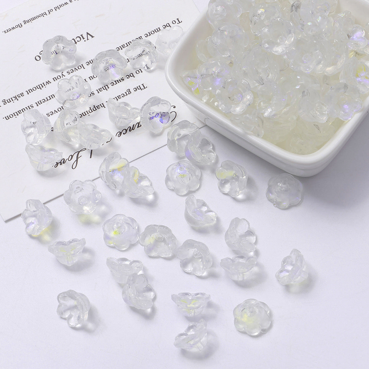 ♥人気♥6.18新色黄緑追加【T132】ガラス鈴蘭単色集合（約7×12ｍｍ）