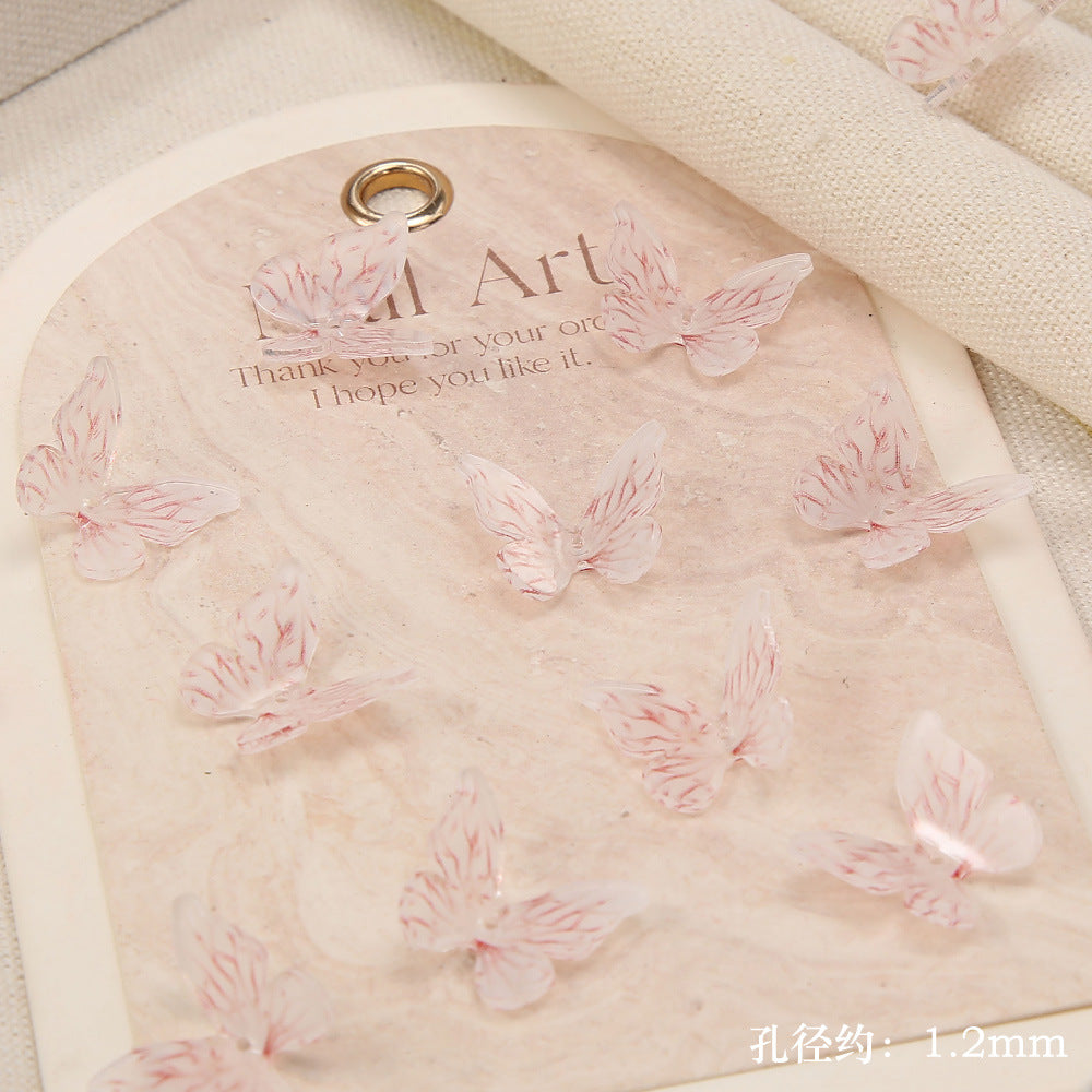 6.5NEW♥段階式割引有り♥【T181】精霊蝶（樹脂リアル蝶々、15*18ｍｍ）