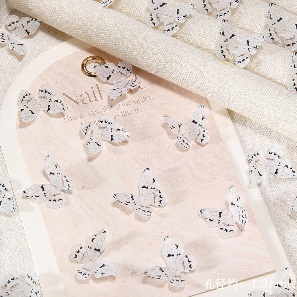 6.5NEW♥段階式割引有り♥【T181】精霊蝶（樹脂リアル蝶々、15*18ｍｍ）