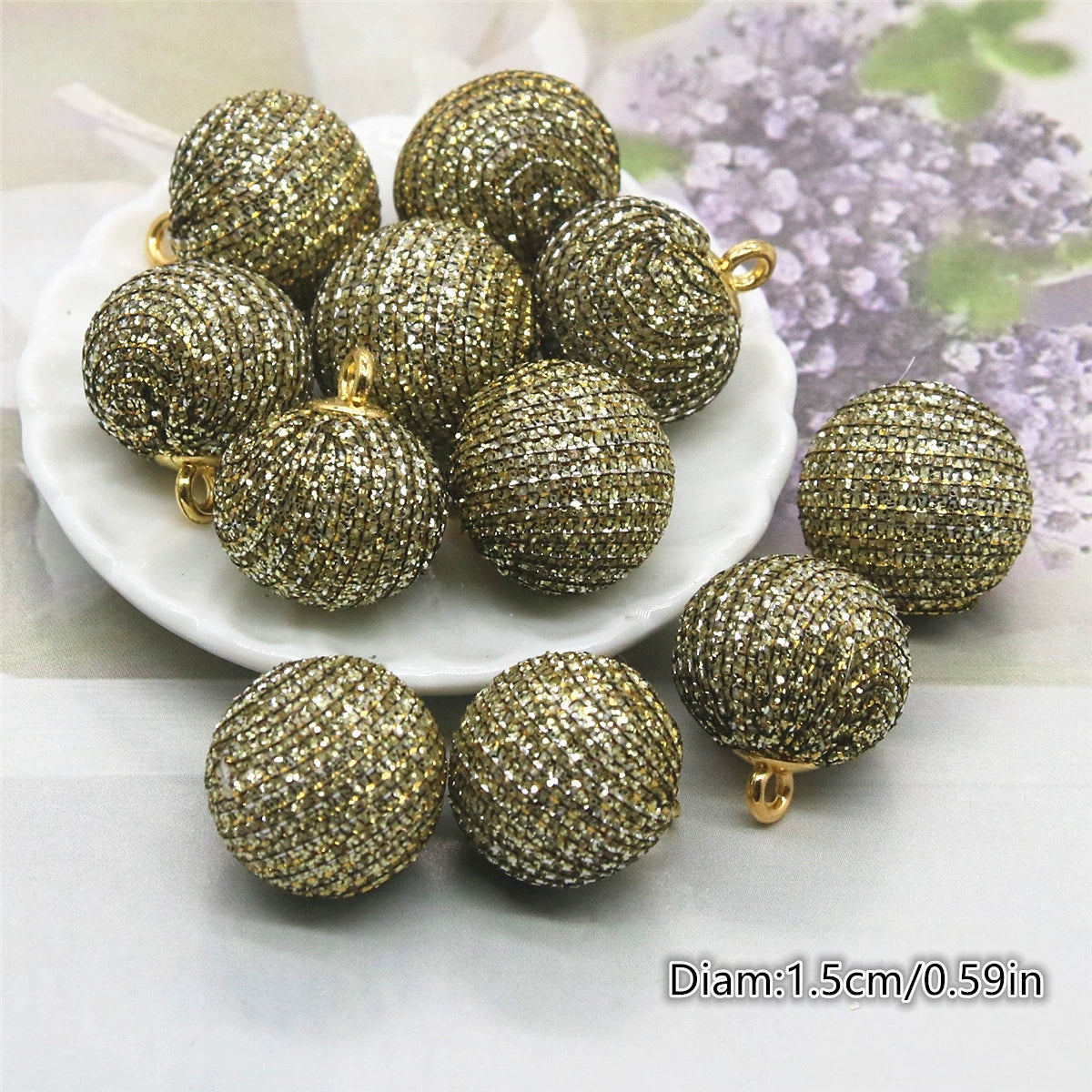 12.22NEW【T110】キラキラボール（カン付き、15ｍｍ、ミックスと単品あり）