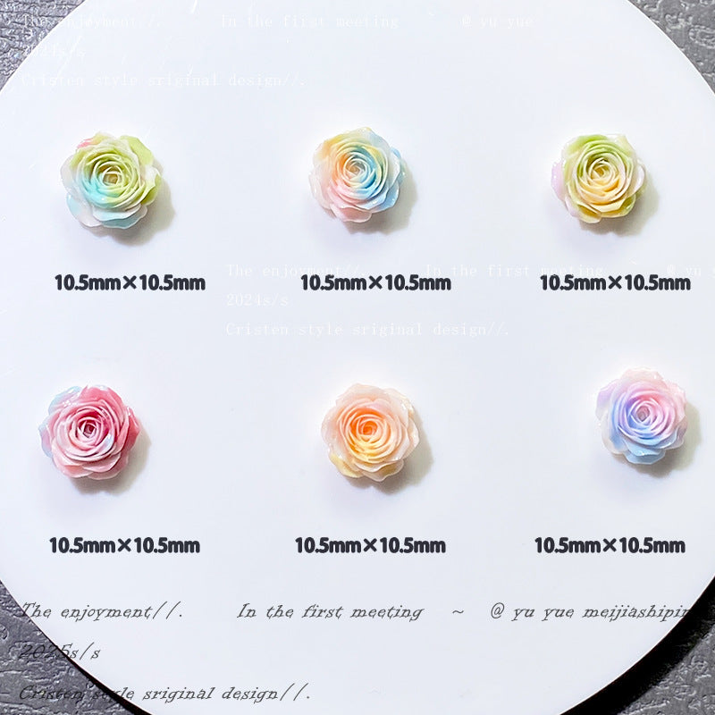 ♥人気♥10.21NEW【A307】マカロンローズ（大きめの夜光ソフトバラ新色6色ミックス、10.5mm）