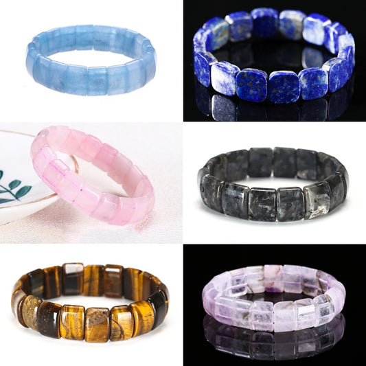 3.19アクアマリン新規追加【C032】天然石バングル完成品集合（約15×10mm）