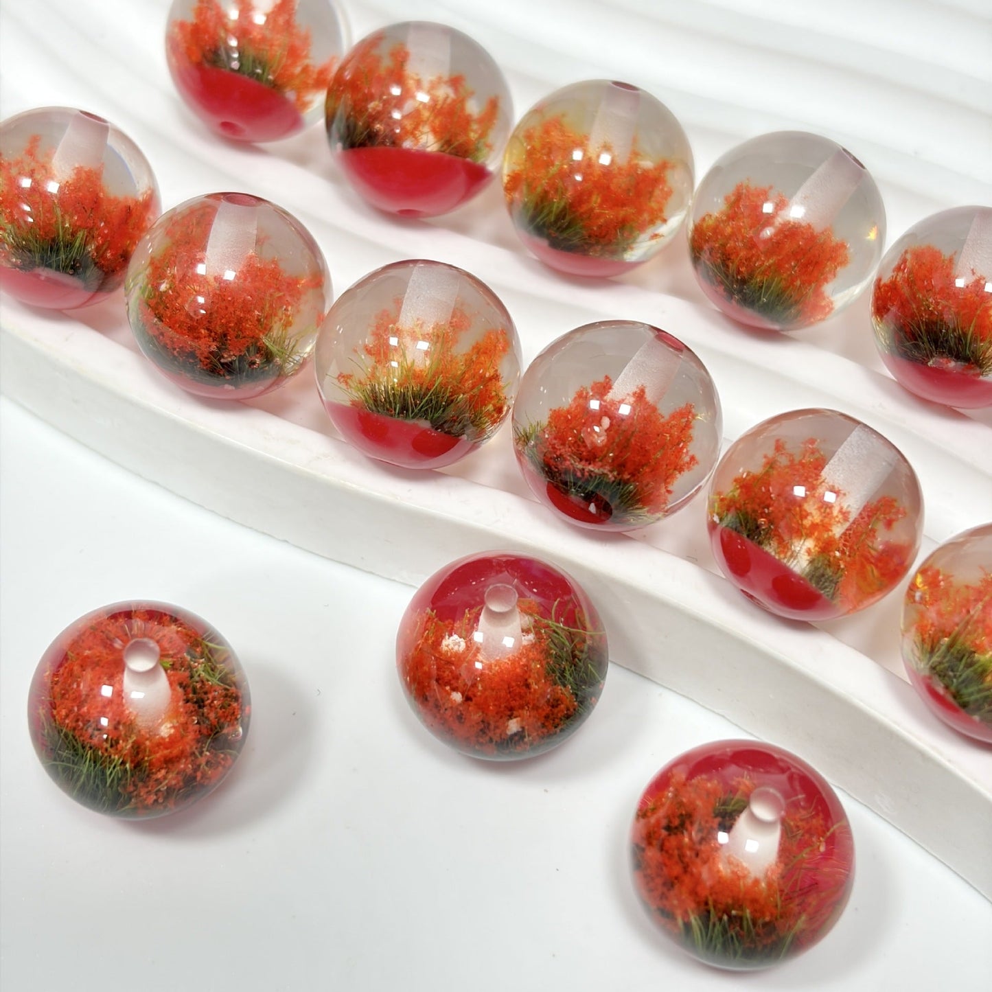 5.22在庫更新♥段階式割引有り♥【T136】春のモネガーデン（ガーデン入りレジンビーズ、16ｍｍ）