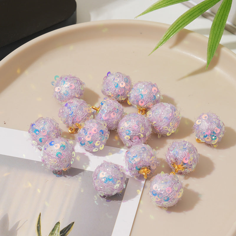 7.10NEW【T054】キラキラポンポンビーズ（カン付き、15cm）