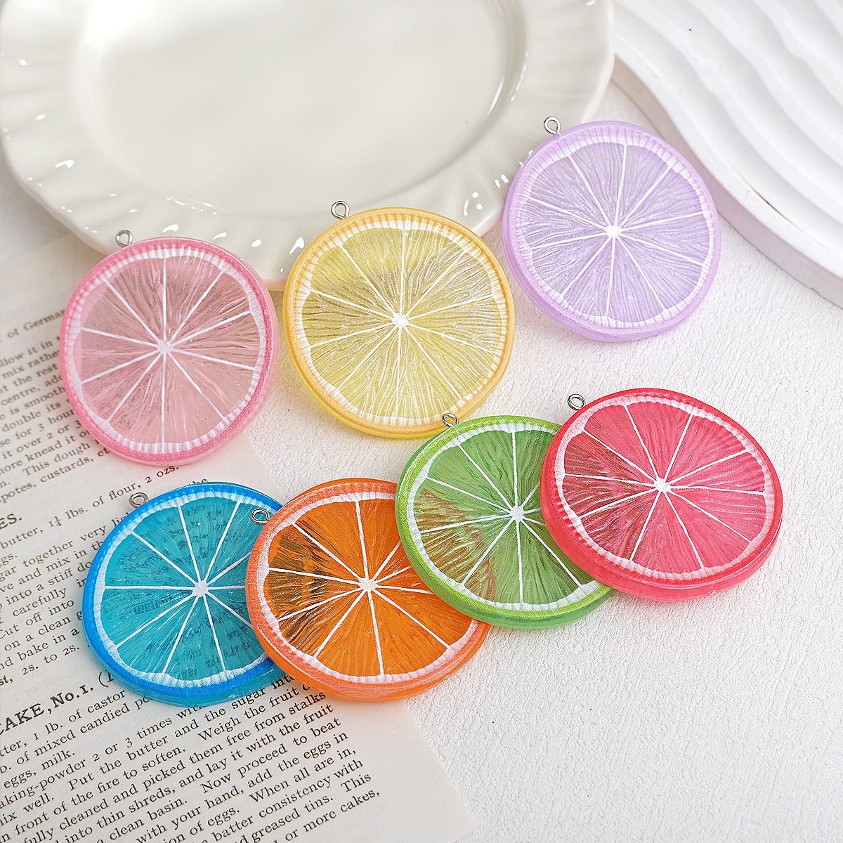 7.17再入荷♥段階式割引有り♥【T189】レモンスライス（♥夜光♥アクリルチャーム、約53*50mm）