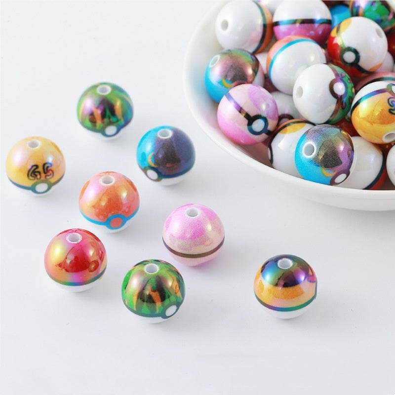 5.22NEW【T177】ポケモンボール（約10種類ミックス、アクリル、16ｍｍ）
