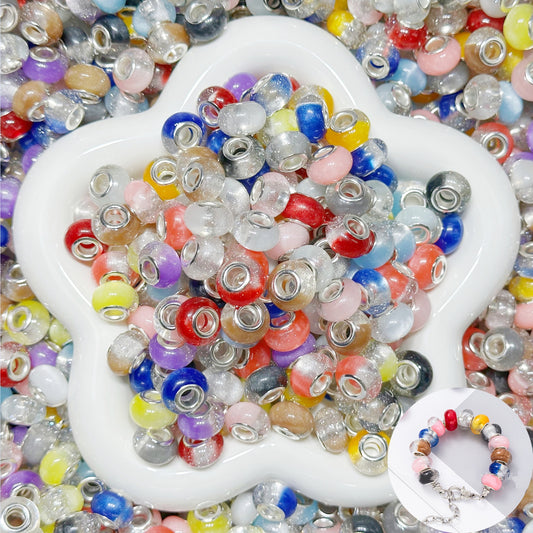 4.22NEW【T161】2色星空レジンロンデル（14色カラフルミックス、ブレスレットもストラップも作れます）