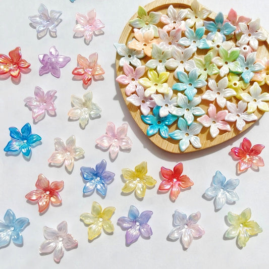 4.3NEW♥段階式割引♥【T148】バウヒニアの花国（2種類ミックスあり、グラデーションカラー、直径約20mm、アクリル製、花リース用）