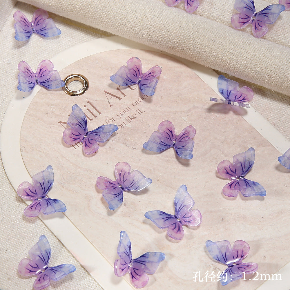 6.5NEW♥段階式割引有り♥【T181】精霊蝶（樹脂リアル蝶々、15*18ｍｍ）