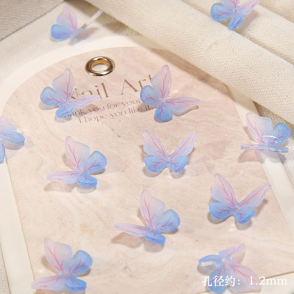 6.5NEW♥段階式割引有り♥【T181】精霊蝶（樹脂リアル蝶々、15*18ｍｍ）