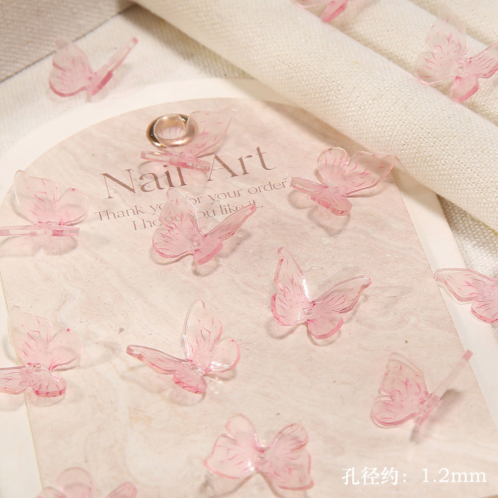 6.5NEW♥段階式割引有り♥【T181】精霊蝶（樹脂リアル蝶々、15*18ｍｍ）