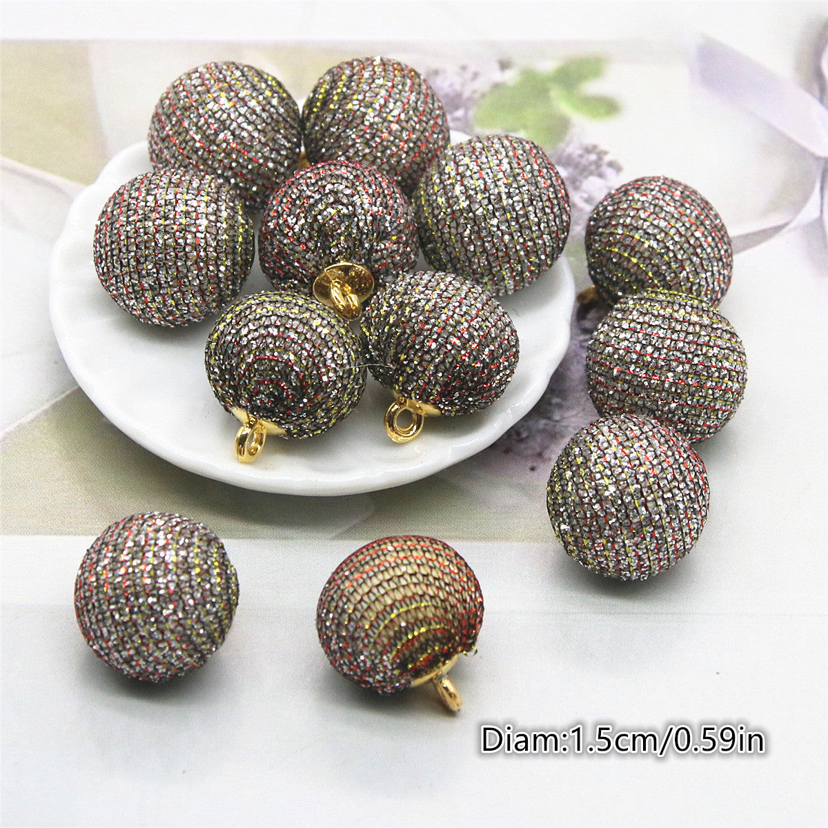 12.22NEW【T110】キラキラボール（カン付き、15ｍｍ、ミックスと単品あり）