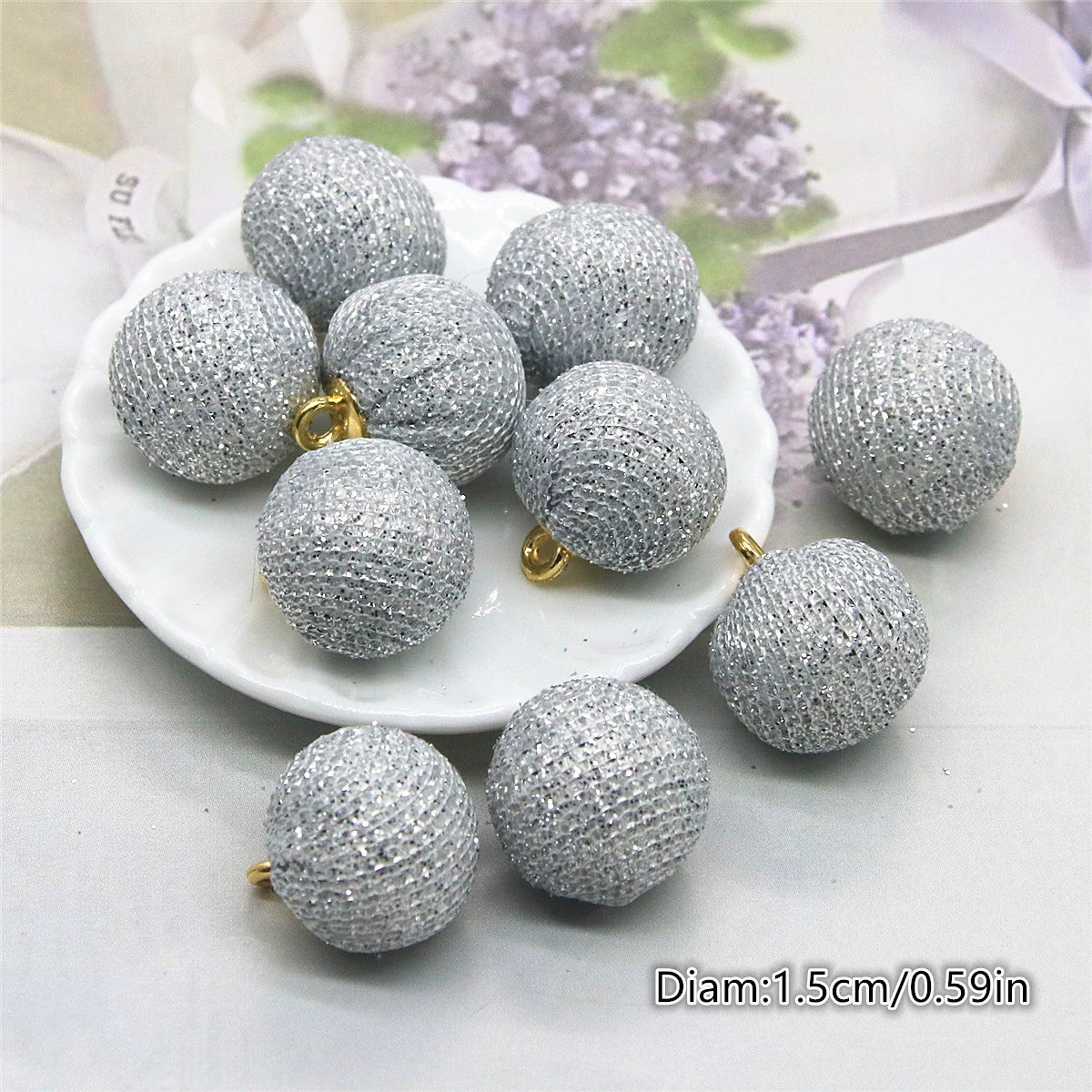 12.22NEW【T110】キラキラボール（カン付き、15ｍｍ、ミックスと単品あり）