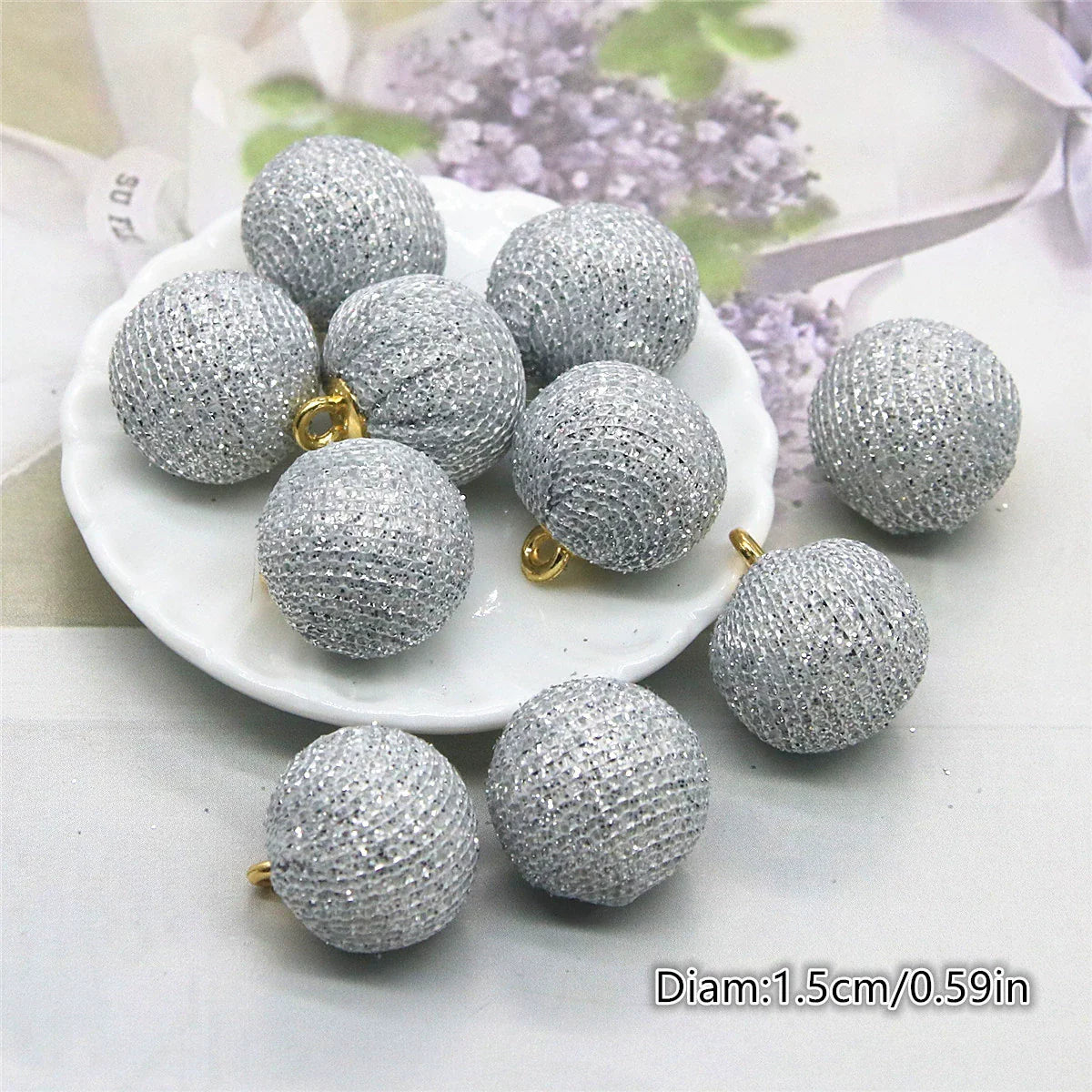 12.22NEW【T110】キラキラボール（カン付き、15ｍｍ、ミックスと単品あり）
