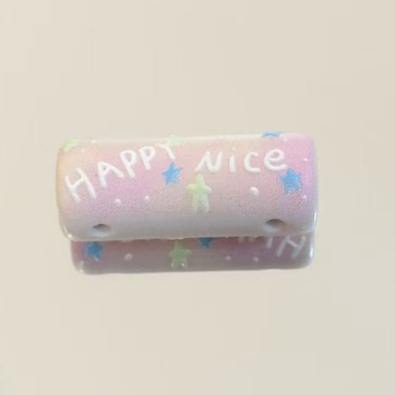 6.15NEW【P106】夢のつながり（浮き彫り四つ穴柱形パーツ、ストラップやキーホルダーなど用、アクリル製、約1×3.5cm）