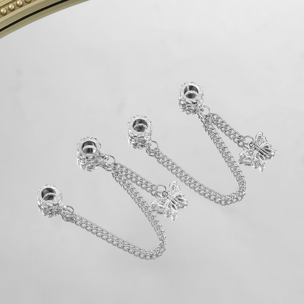 ♥人気♥10.13再入荷と（段階式割引あり）【P066】チェーン付きロンデル・流蘇（ブレスレットやストラップなどのDIYパーツ）