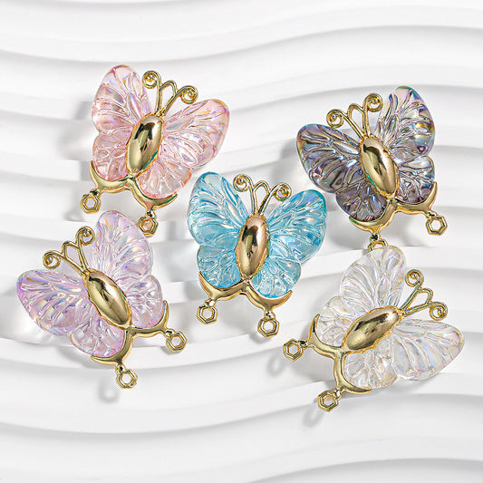 2.27NEW♥段階式割引有り♥【T133】プリンセスバタフライ（三つカン付き、合金、30×20×5ｍｍ、リースもストラップも使える）