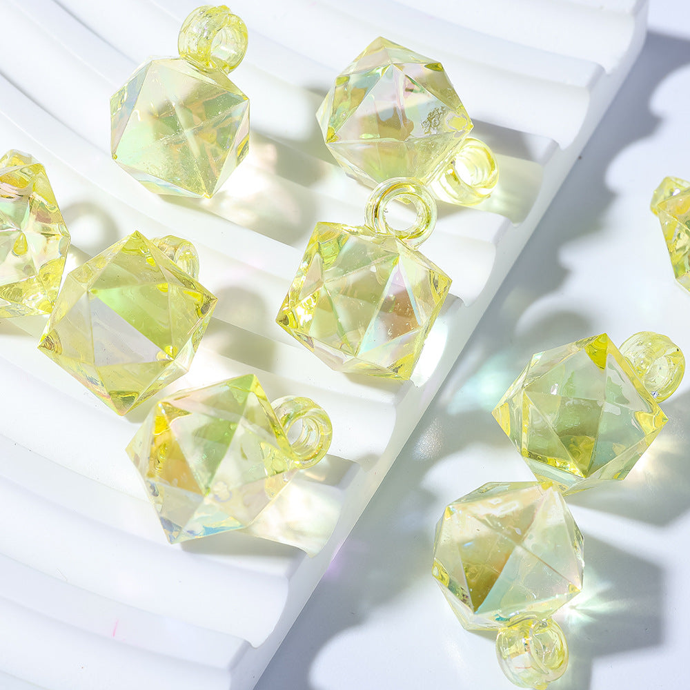 ♥人気♥2.2再入荷と更新あり（階段式割引あり）【T010】クリア多角形ビーズ（オーロラ加工、カン付き）