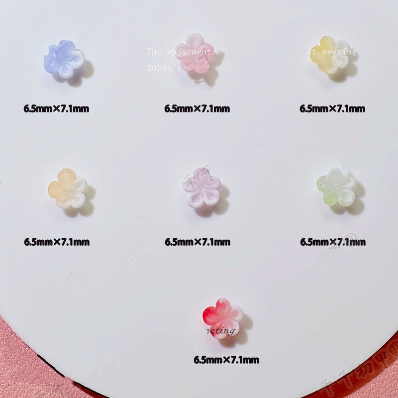 ♥人気♥12.18再入荷【L018】咲き誇る小さな桃の花（夜光・UVカラーチェンのソフト桃の花、7色MIX、6.5×7.1mm）