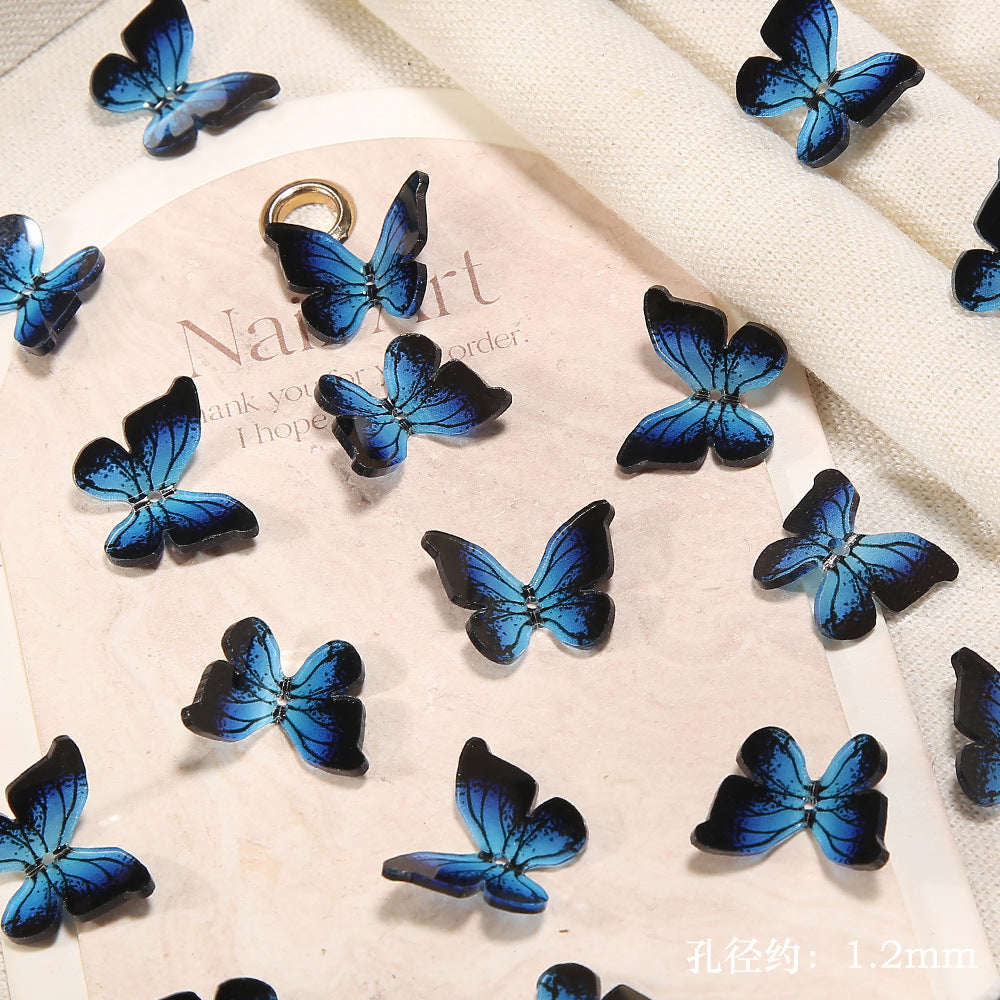 6.5NEW♥段階式割引有り♥【T181】精霊蝶（樹脂リアル蝶々、15*18ｍｍ）
