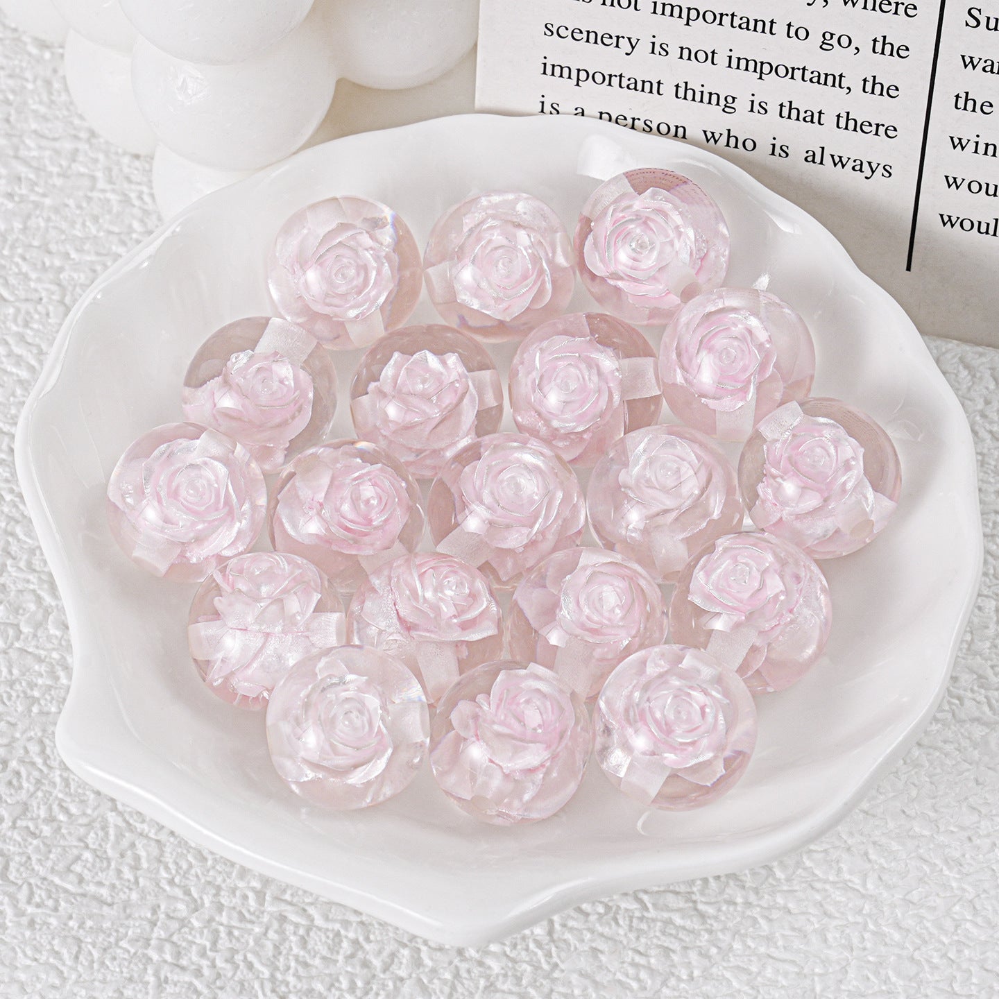 ♥人気♥6.19再入荷有り【T099】永遠のローズ（リアルバラ入りレジンビーズ、16ｍｍ）