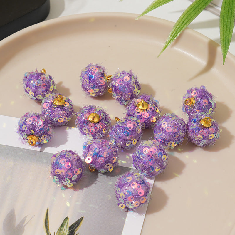 7.10NEW【T054】キラキラポンポンビーズ（カン付き、15cm）