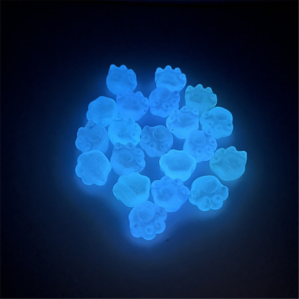 3.31NEW【T144】煌く肉球（夜光、星空オーロラ加工、アクリル製、カラフル、約18*10*8ｍｍ）