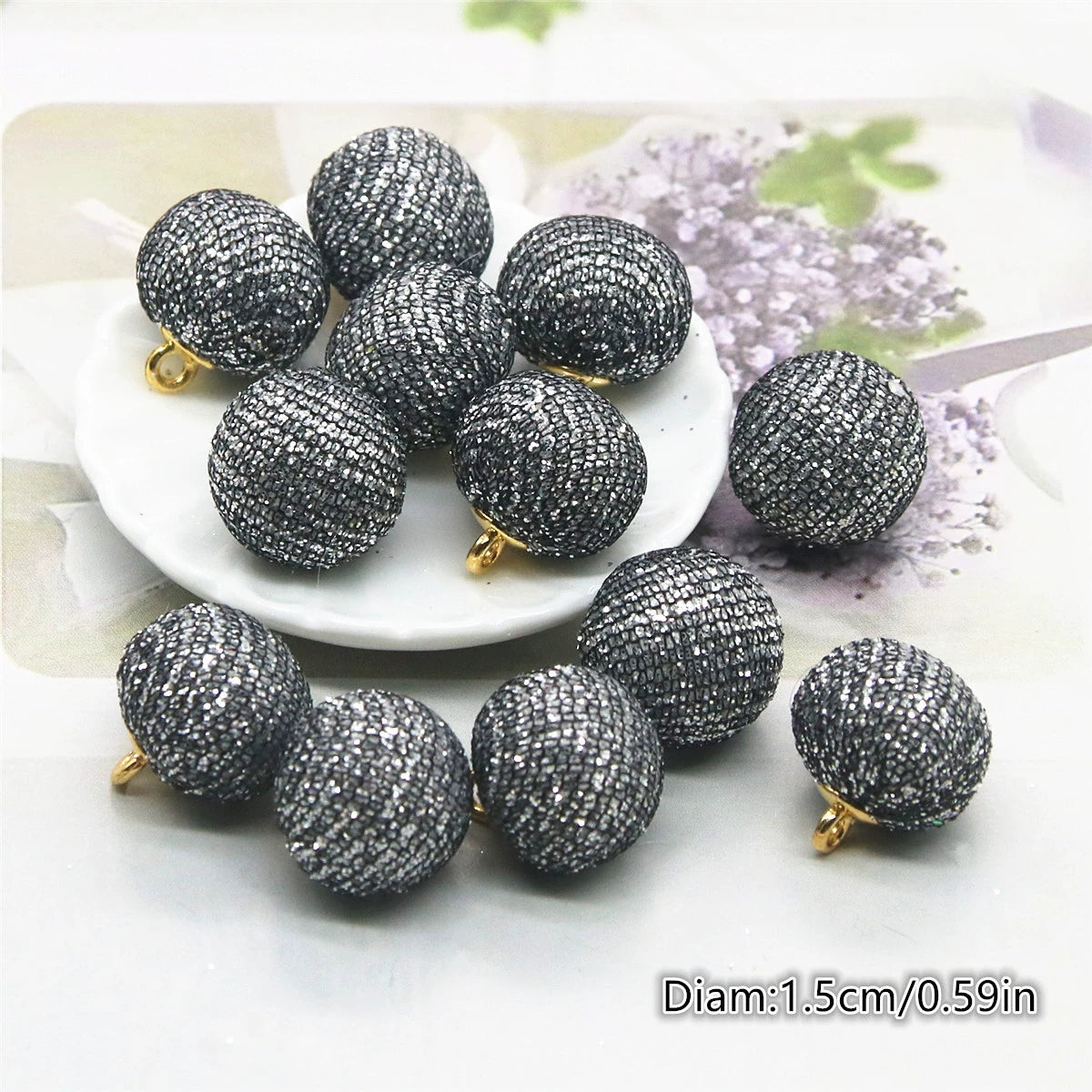 12.22NEW【T110】キラキラボール（カン付き、15ｍｍ、ミックスと単品あり）