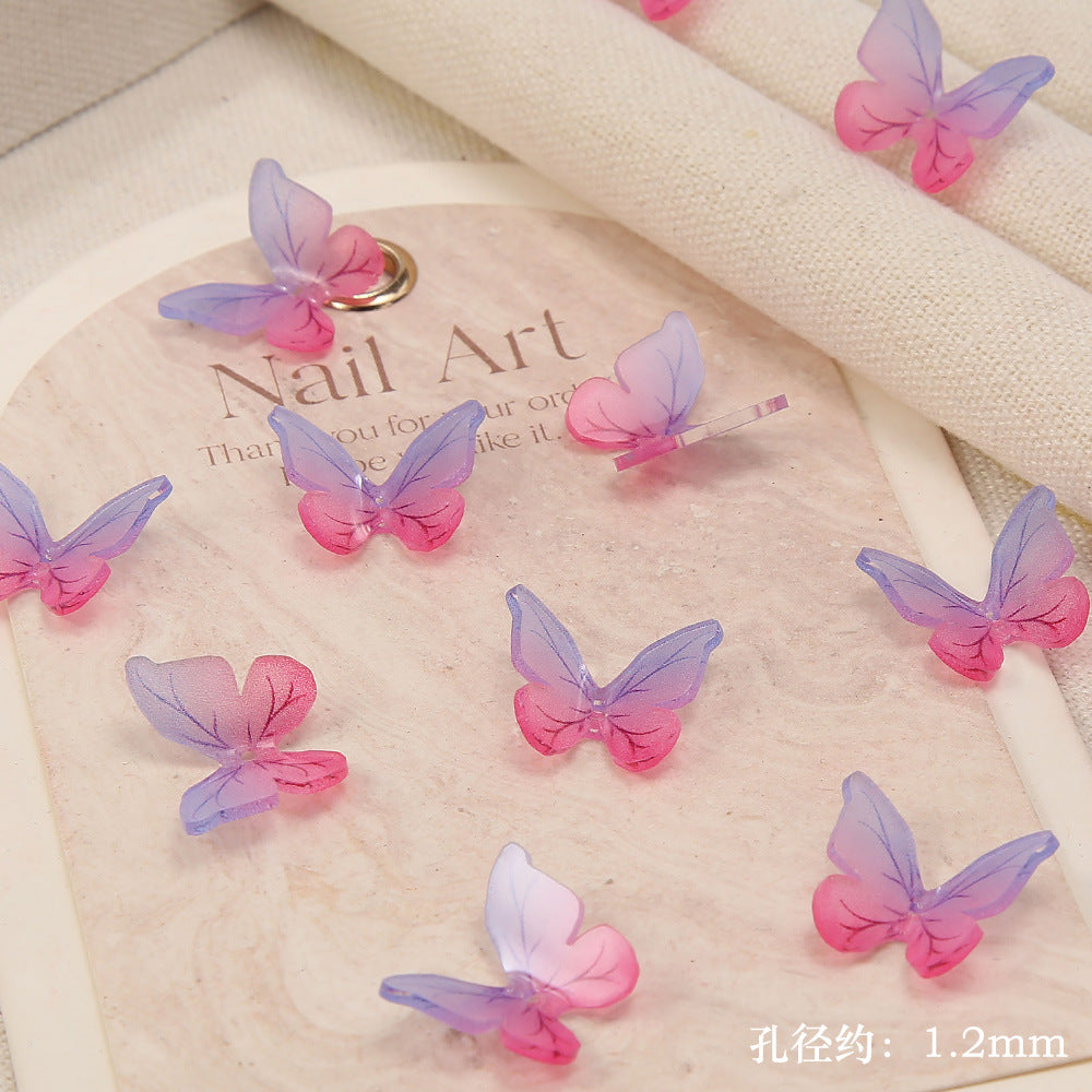 6.5NEW♥段階式割引有り♥【T181】精霊蝶（樹脂リアル蝶々、15*18ｍｍ）