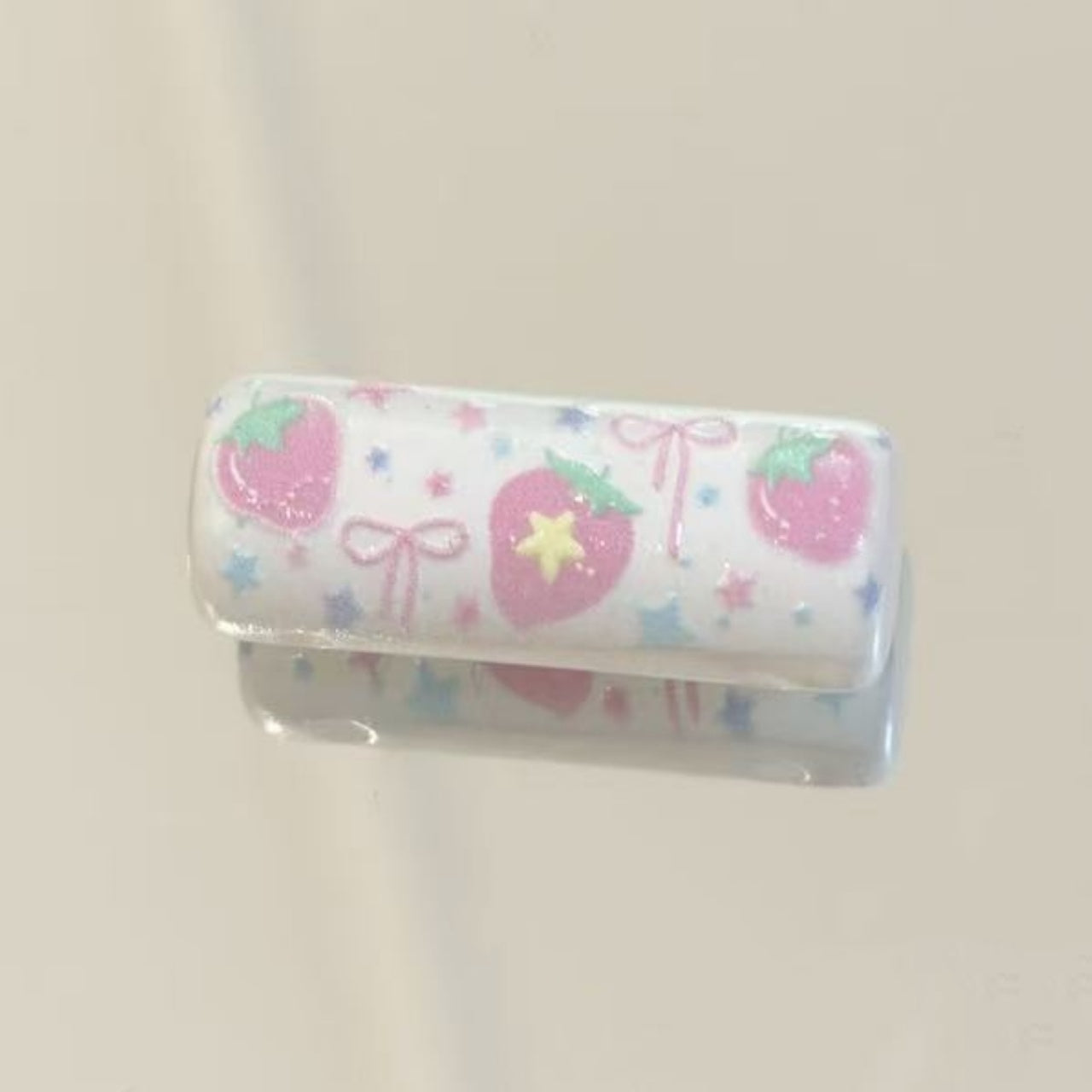 6.15NEW【P106】夢のつながり（浮き彫り四つ穴柱形パーツ、ストラップやキーホルダーなど用、アクリル製、約1×3.5cm）