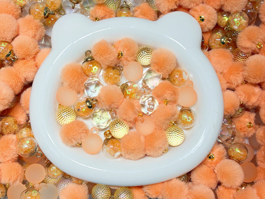 12.24NEW【FL012】サーモンとイクラの親子丼（カン付きビーズ5種類、もふもふビーズ入り、リース用）