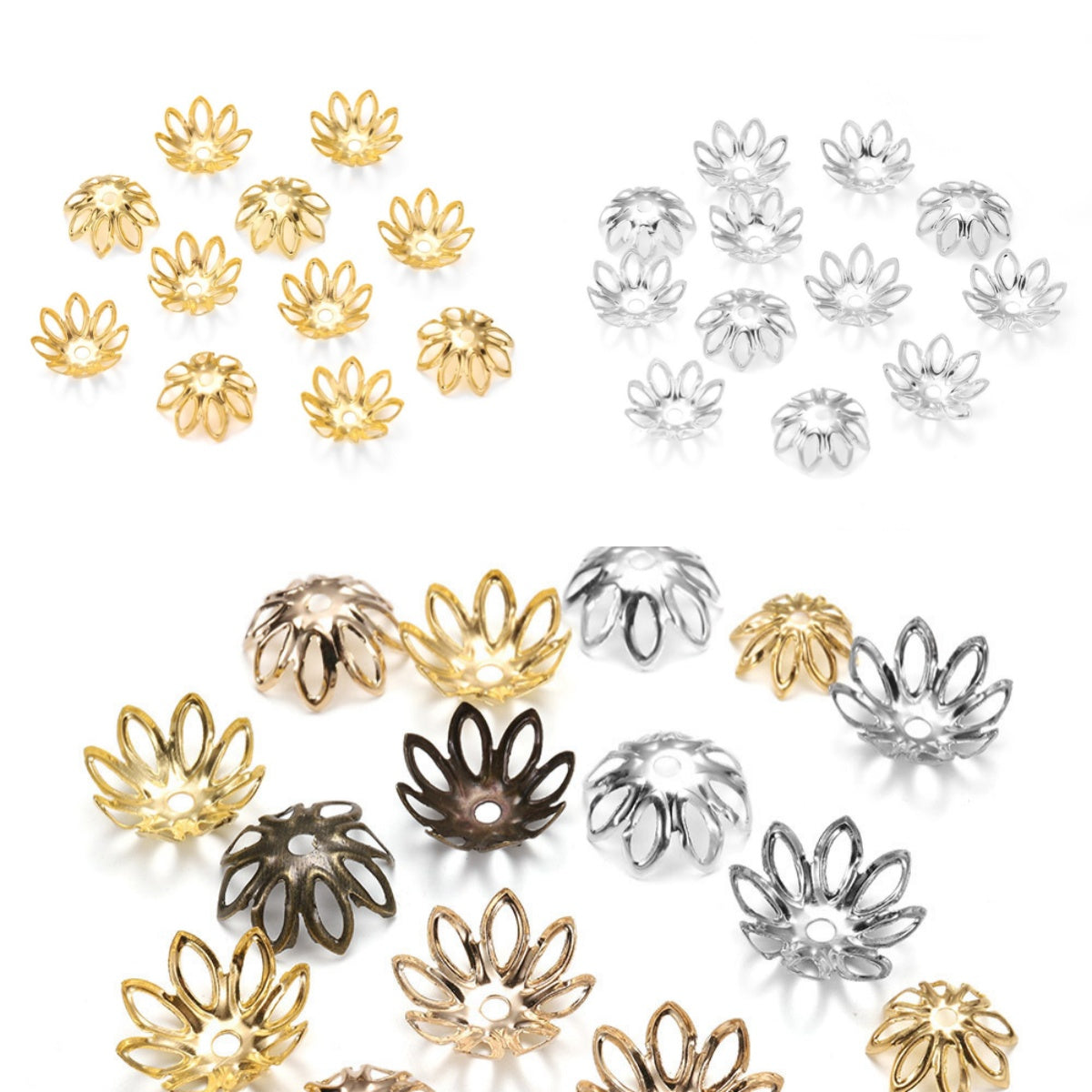 4.16再入荷♥段階式割引有り♥【P033】大玉花座スペーサー（約100PCS、14mm、16mmビーズ利用可）