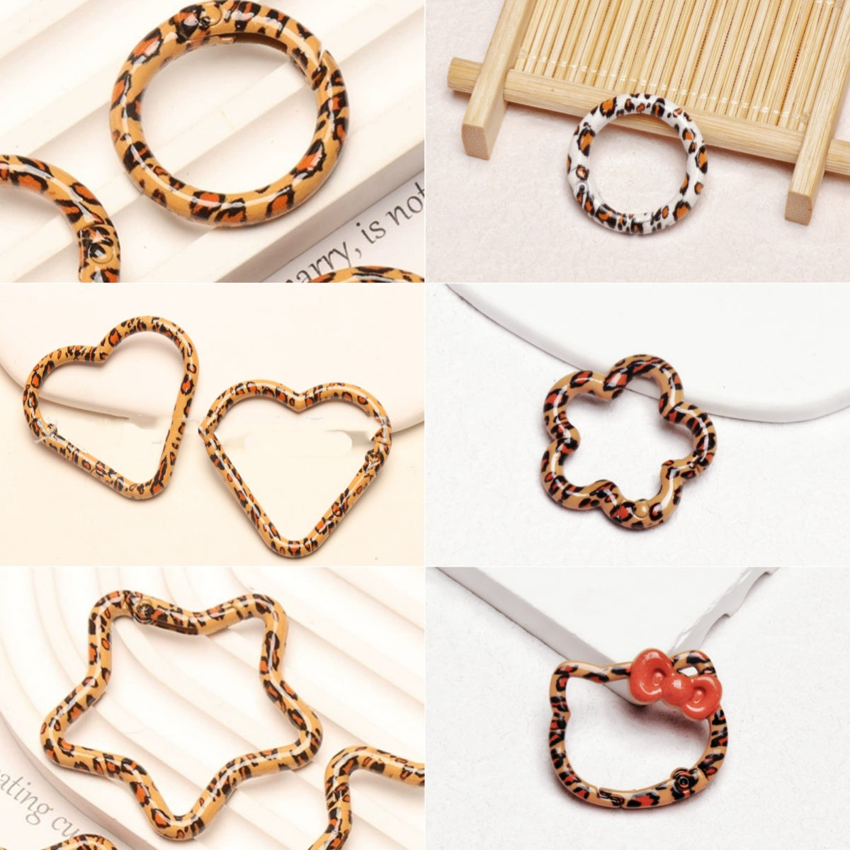 3.9再入荷あり♥段階式割引あり♥【P080】ヒョウ柄合金カラビナ集合