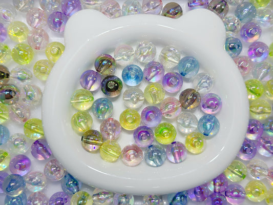 10.8再入荷【T081】クリア丸玉ビーズ（カンなし、7色、约16mm）